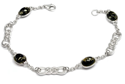 AM401 Green Amber Celtic Bracelet