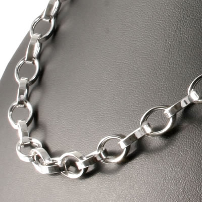 SC042 Large Oval Belcher Silver Chain