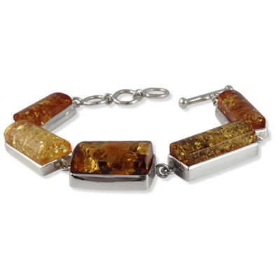 AM1331 Handmade Baltic Amber Silver Bracelet