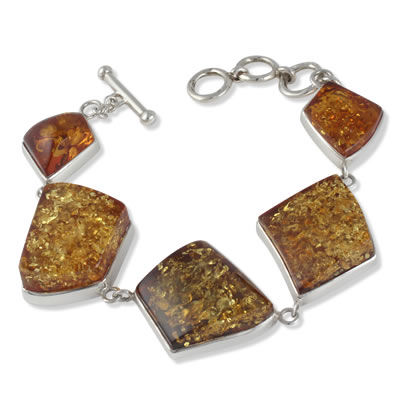 AM1332 Multi Colour Baltic Amber Silver Bracelet