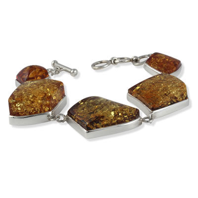 AM1332 Multi Colour Baltic Amber Silver Bracelet