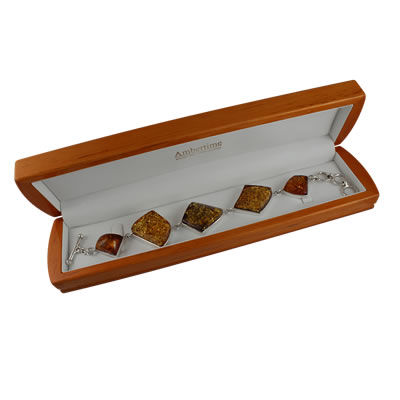 AM1332 Multi Colour Baltic Amber Silver Bracelet