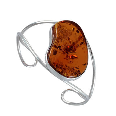 AM1338 Honey Amber Silver Cuff Bangle