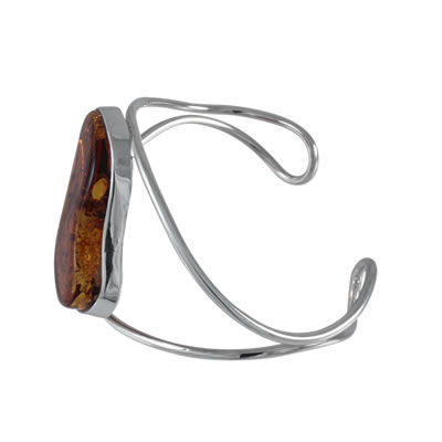 AM1338 Honey Amber Silver Cuff Bangle