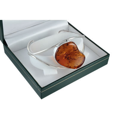 AM1338 Honey Amber Silver Cuff Bangle