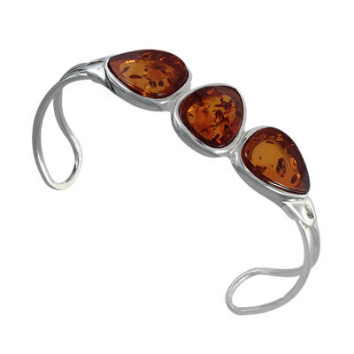 AM1339 Triple Set Baltic Amber Silver Bangle