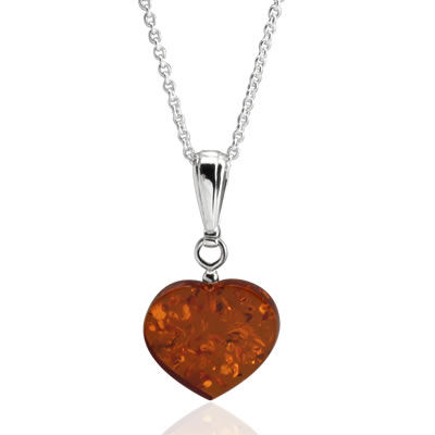 AM383 Cognac Amber Heart Pendant