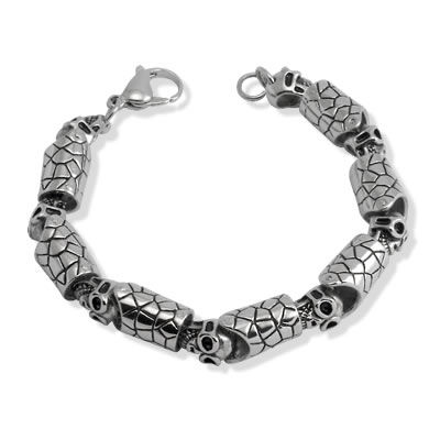 STBR4 Stainless Steel Skull and Barrel Bracelet