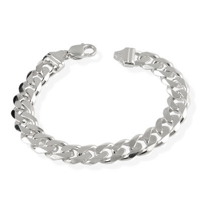 SB411 Mens Silver Curb Bracelet 11.50mm