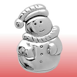 X002 Silver Snowman Christmas Brooch