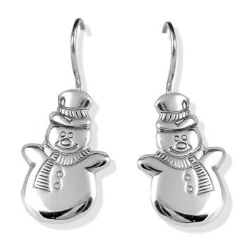 X011 Large Snowman Silver Earrings X011 Large Snowman Silver Earrings