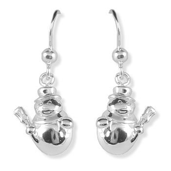 X012 Snowman Silver Earrings