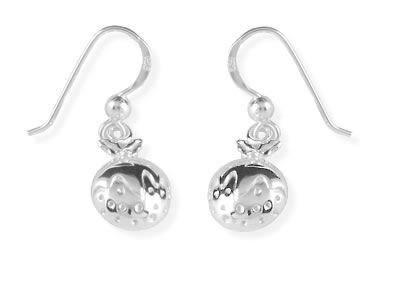 X016 Christmas Pudding Silver Earrings