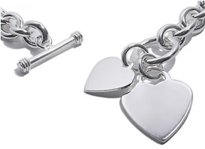 SN030 Heavy Double Heart T-Bar Necklace