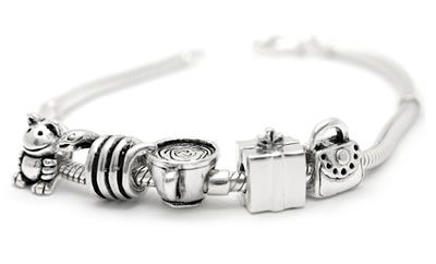 SCB11 Silver Drum Charm Bead