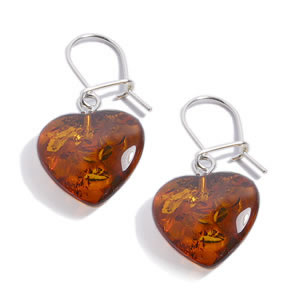 SER004 Amber Heart Earrings