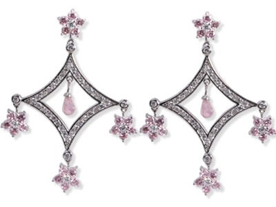 SER017 Pink Ice Chandelier Earrings