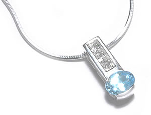 SP005 Blue Topaz and CZ Pendant