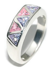 SR002 Pink and Lavender Triangles Ring