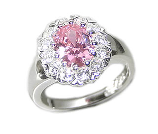 SR007 Pink Ice Cluster Ring