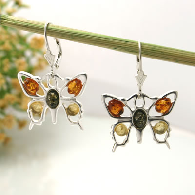 AM094 Amber Butterfly Earrings