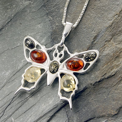 AM100 Amber Butterfly Pendant