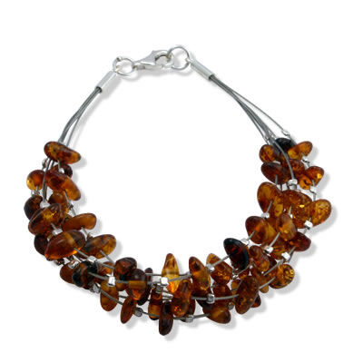 AM1006 Amber Multi Bead Cluster Bracelet