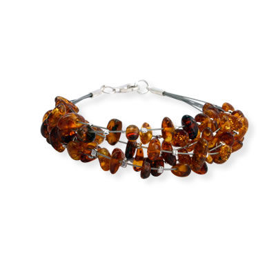 AM1006 Amber Multi Bead Cluster Bracelet