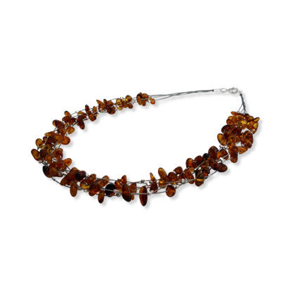 AM1007 Amber Multi Bead Cluster Necklace