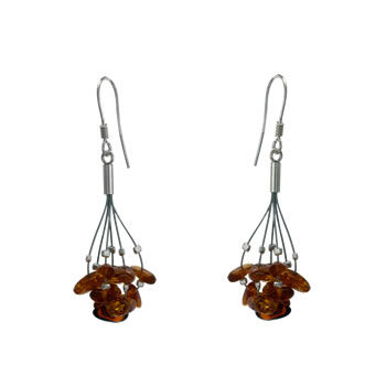 AM1008 Amber Multi Bead Cluster Earrings