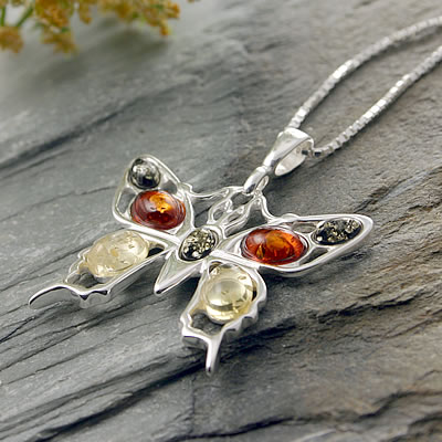 AM100 Amber Butterfly Pendant