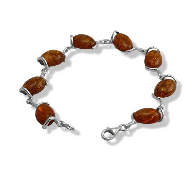 AM1107 Amber Ovals Silver Bracelet