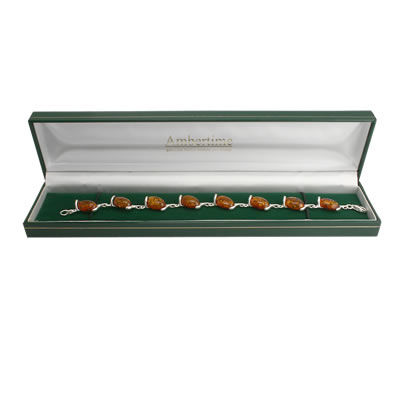 AM1107 Amber Ovals Silver Bracelet