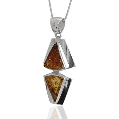 AM1215 Handmade Double Amber Pendant