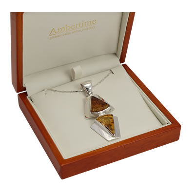 AM1215 Handmade Double Amber Pendant