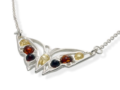 AM122 Amber Butterfly Necklace