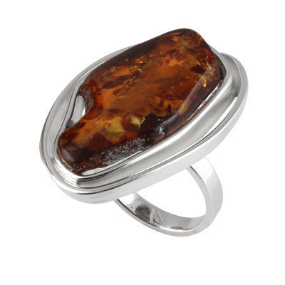 AM1221 Cognac Amber Handmade Ring