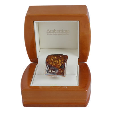 AM1227 Adjustable Handmade Amber Ring