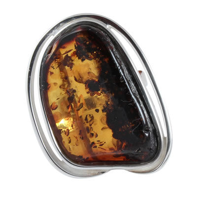 AM1228 Bold Handmade Amber Ring Size S