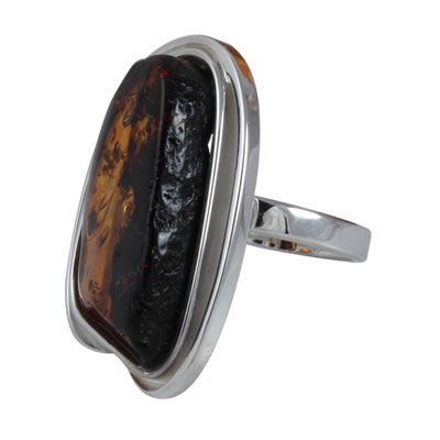AM1228 Bold Handmade Amber Ring Size S