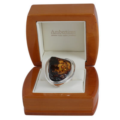 AM1228 Bold Handmade Amber Ring Size S