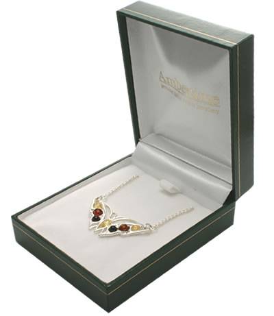 AM122 Amber Butterfly Necklace