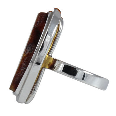 AM1232 Handmade Honey Amber Ring Size R