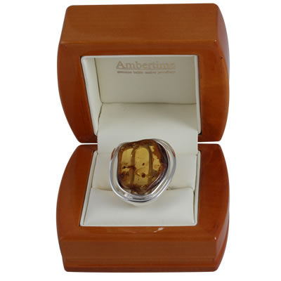 AM1232 Handmade Honey Amber Ring Size R