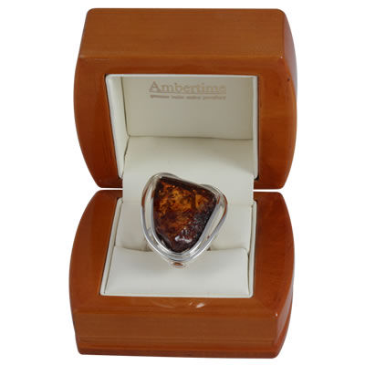 AM1233 Cognac Amber Handmade Ring Size T