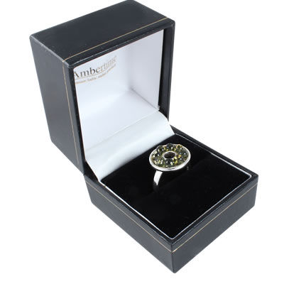 AM1234 Green Amber Bead Ring