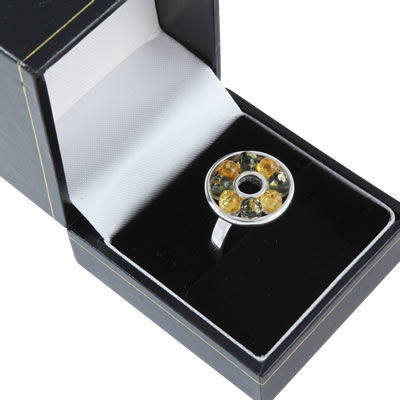 AM1237 Green and Lemon Amber Ring
