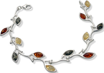 AM125 Multi Colour Amber Leaves Bracelet