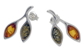 AM126 Multi Colour Amber Leaves Earrings