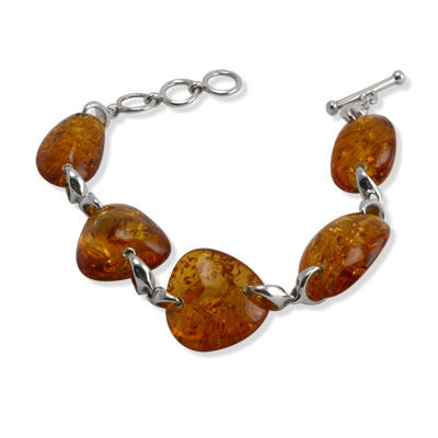 AM1326 Large Honey Baltic Amber T-Bar Bracelet